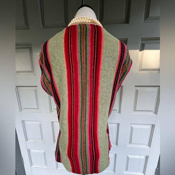 Ralph Lauren Southwestern Print Linen Sleeveless Striped V-Neck Sweater Top - Picture 3 of 6